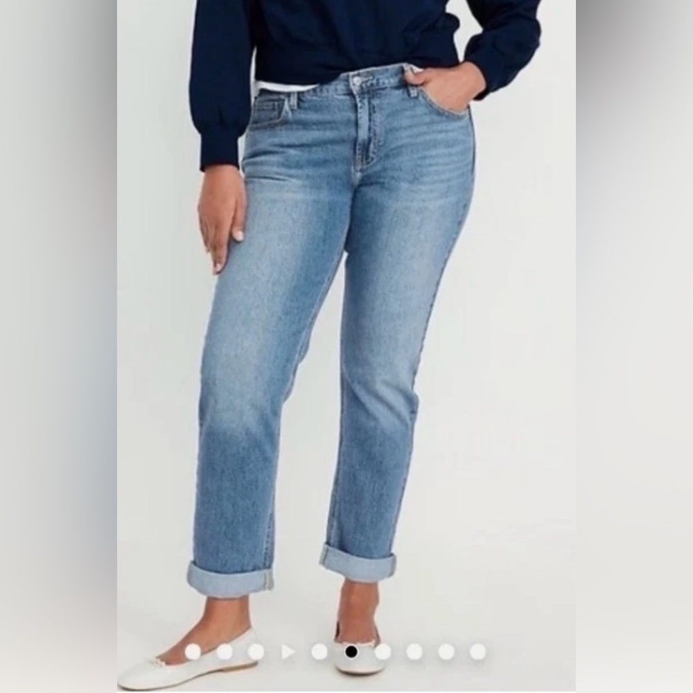 Old Navy Boyfriend Mid-Rise Jeans Medium Wash Denim Women's Sz 16 NWT